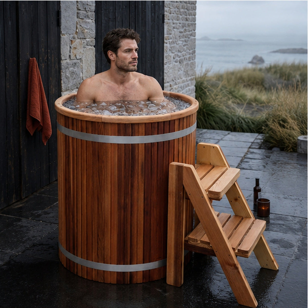 Surge Cedarline Cedar & Steel Cold Plunge Barrel — British coastal lifestyle
