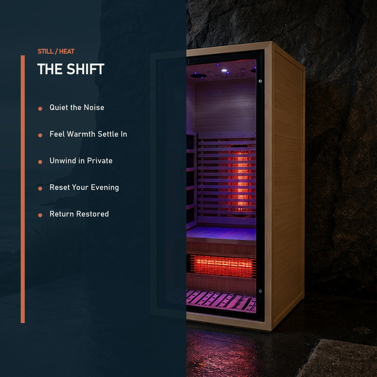 Still Halo Full-Spectrum Infrared Sauna | 1 Person — outcome benefits, corrected aspect ratio