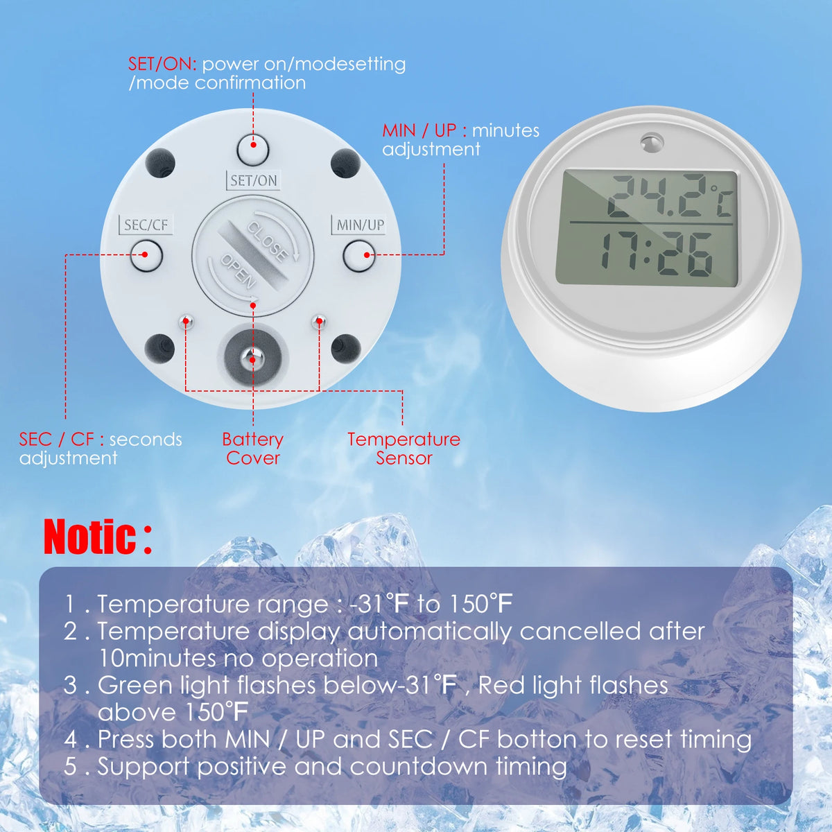 Surge Tempo Digital Ice Bath Thermometer & Timer