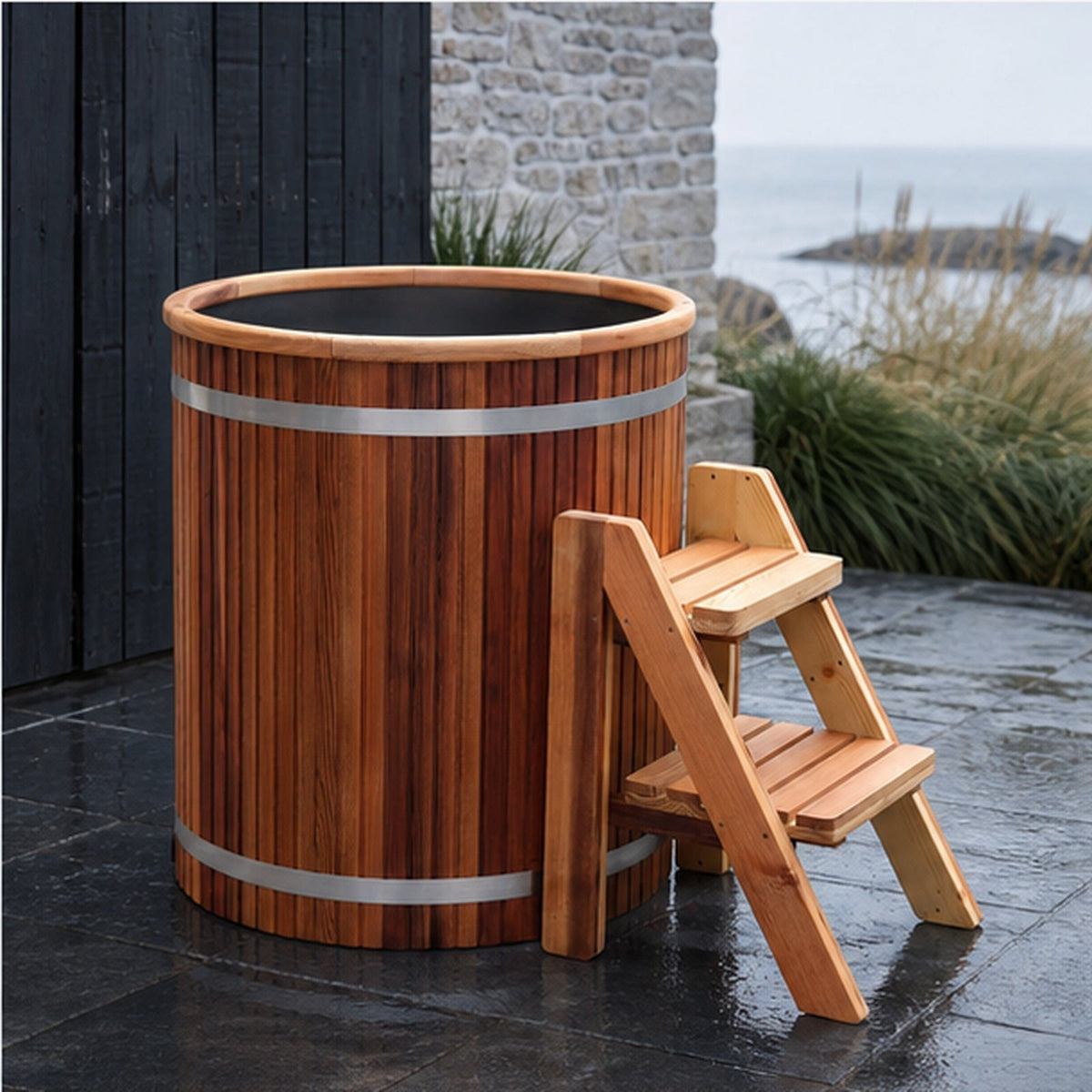 Surge Cedarline Cedar & Steel Cold Plunge Barrel — clean product shot