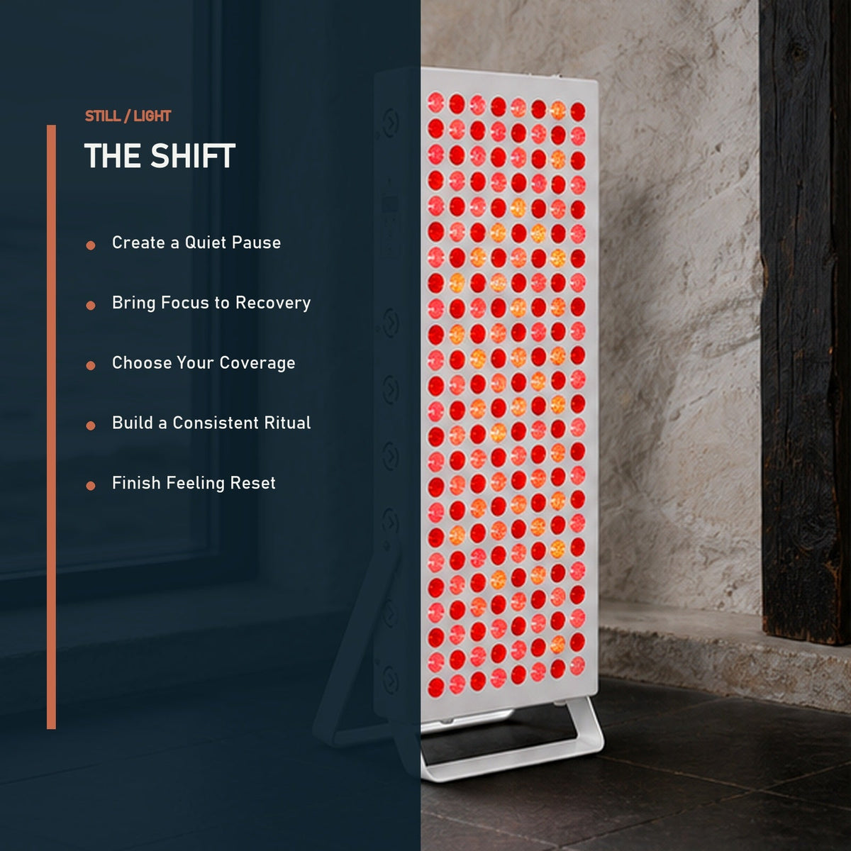 Still Spectrum Red & Near-Infrared Light Panel System — outcome benefits, corrected aspect ratio